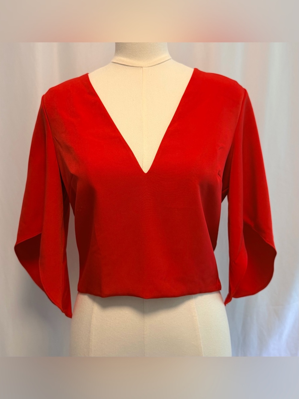 Anthropologie Mare Mare Veronica Cape Blouse Red XS Statement Top